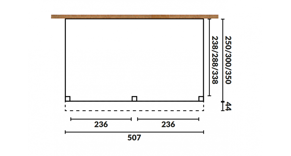Aanbouwveranda Oblique schuin dak - 500 x 300 cm